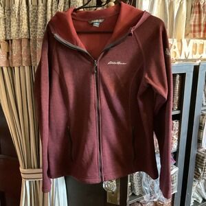Eddie Bauer Full Zip Hoodie Jacket Athletic Lightweight Burgundy Size L